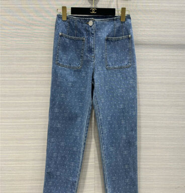 Chanel polka dot double C double pocket jeans