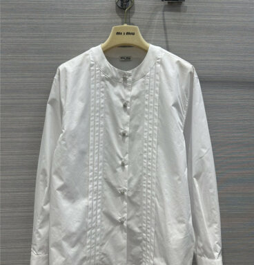 miumiu striped and pleated design white shirt