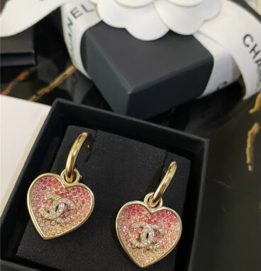Chanel peach heart shape earrings