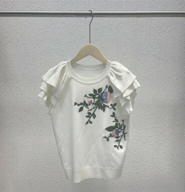 dior floral embroidered ruffled sweater