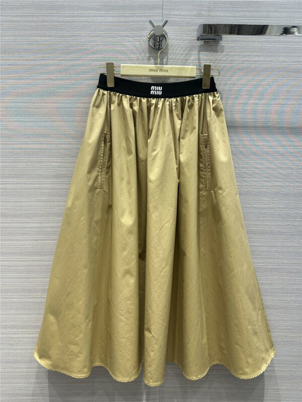 miumiu paneled webbing waist design long skirt