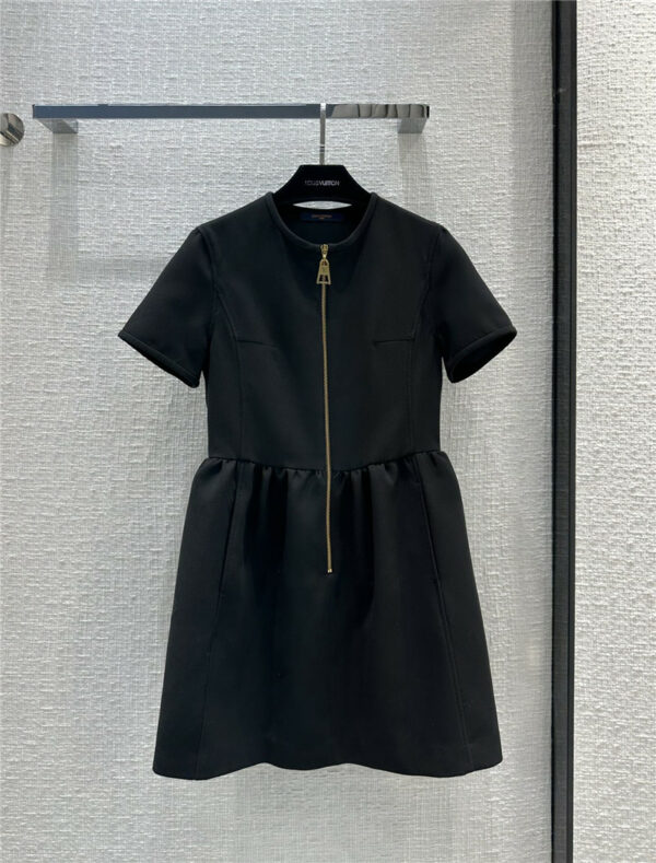 louis vuitton LV exposed zip black dress