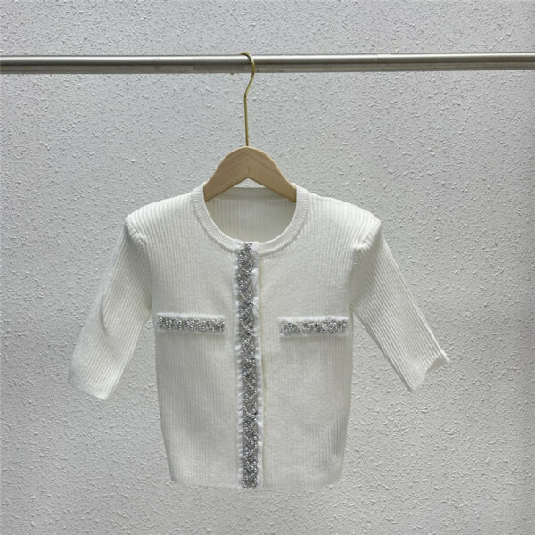 Balenciaga Beaded Pocket Striped Knit Short Sleeve