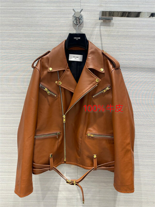 celine overzise silhouette motorcycle jacket leather coat