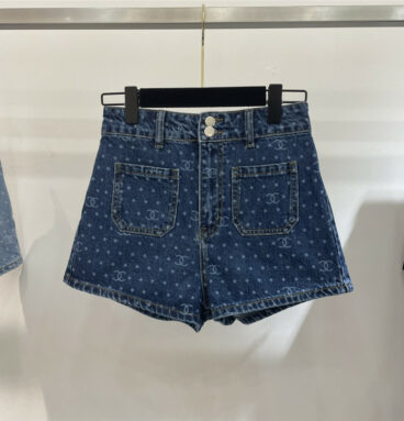Chanel polka dot double c denim shorts