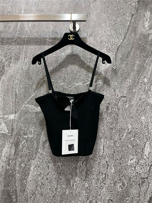 Chanel black bow suspenders
