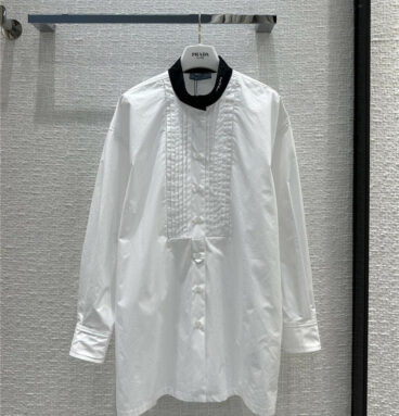 prada long sleeve silhouette design white shirt