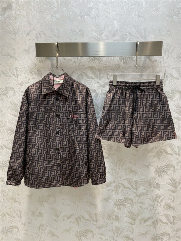 FENDI Laohua pattern shirt jacket+shorts