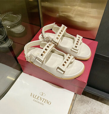 valentino beach stud sandals in leather with velcro