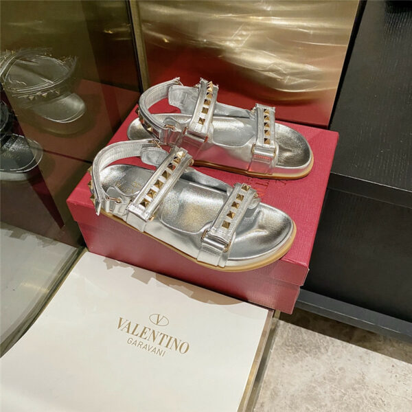 valentino beach stud sandals in leather with velcro