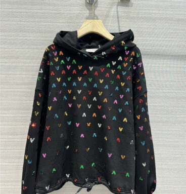 valentino colorful V-shaped beaded hoodie