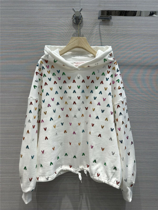 valentino colorful V-shaped beaded hoodie