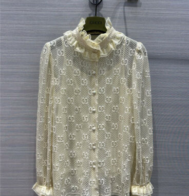 gucci silk-lined GG jacquard lace shirt