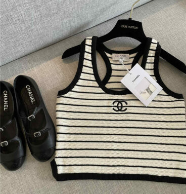 Chanel CC striped knitted vest