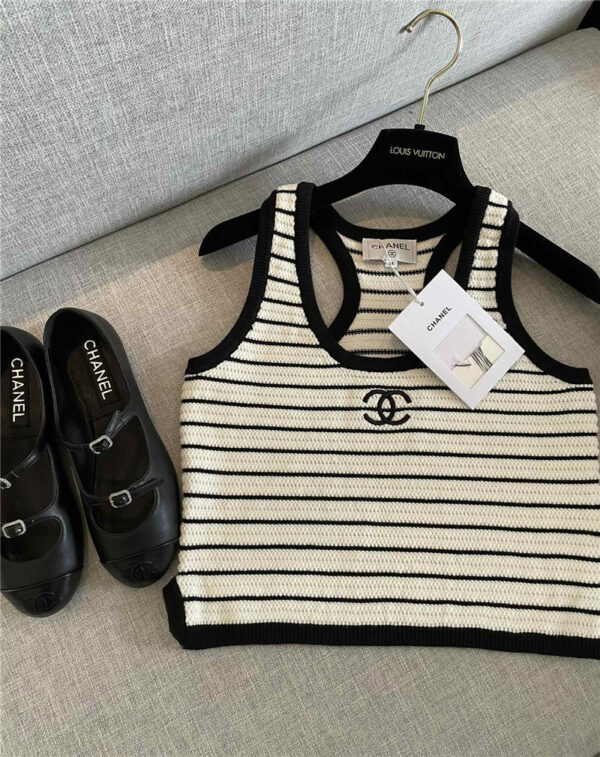 Chanel CC striped knitted vest