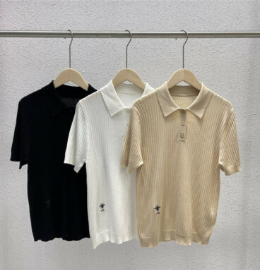 Dior solid color small logo knitted short sleeves