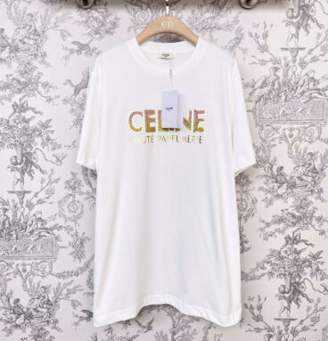 celine bronzing letters T-shirt