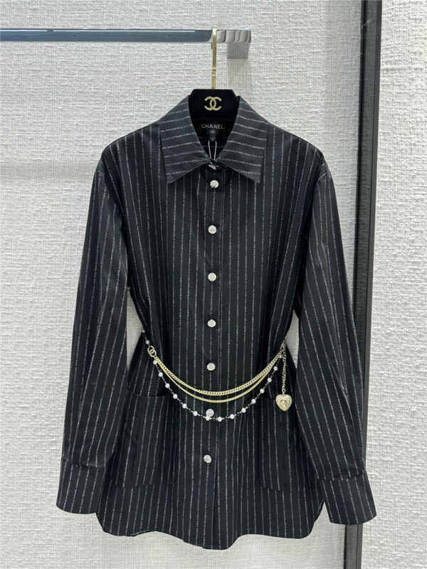 Chanel pearl waist chain long shirt