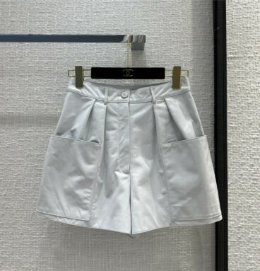 chanel high waist pleated leather shorts