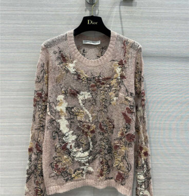 dior floral embroidered cashmere sweater