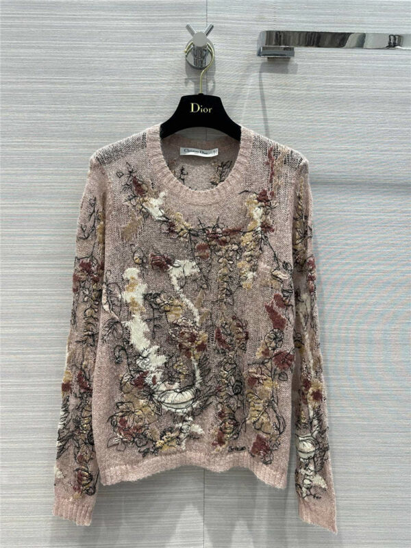 dior floral embroidered cashmere sweater