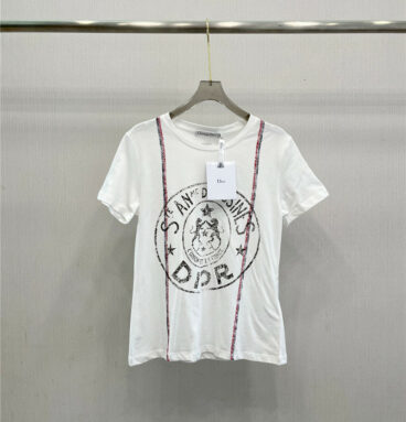 Dior printed twin leopard short-sleeved T-shirt