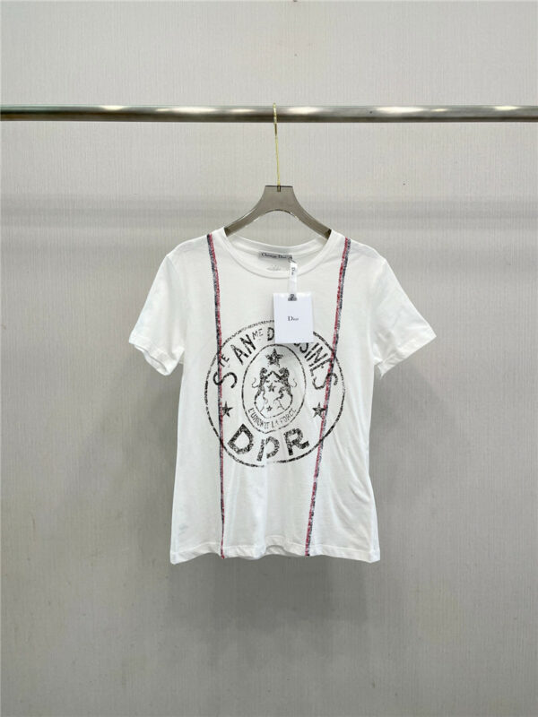 Dior printed twin leopard short-sleeved T-shirt