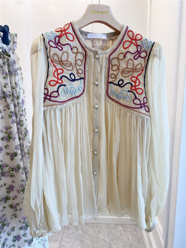 Chloe New Silk Embroidered Ethnic Top