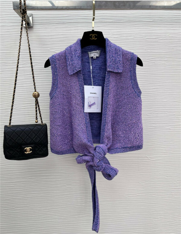 chanel purple sleeveless vest