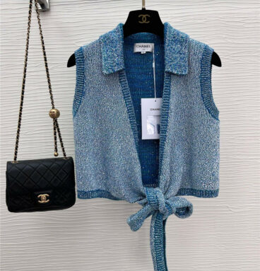 chanel blue sleeveless vest