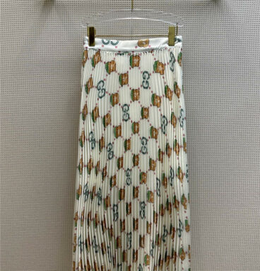 gucci printed pleated long skirt