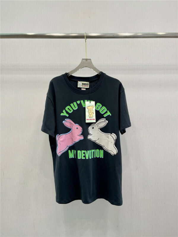 gucci printed double rabbit short-sleeved T-shirt