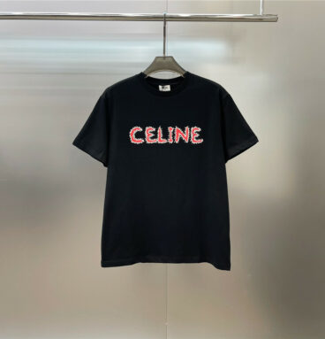 celine letter logo round neck short sleeves
