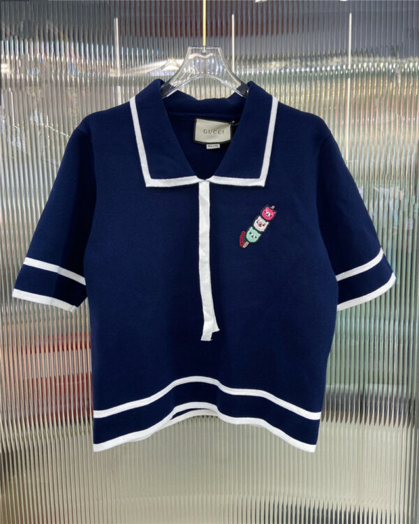 gucci lapel polo shirt short sleeve knitted top