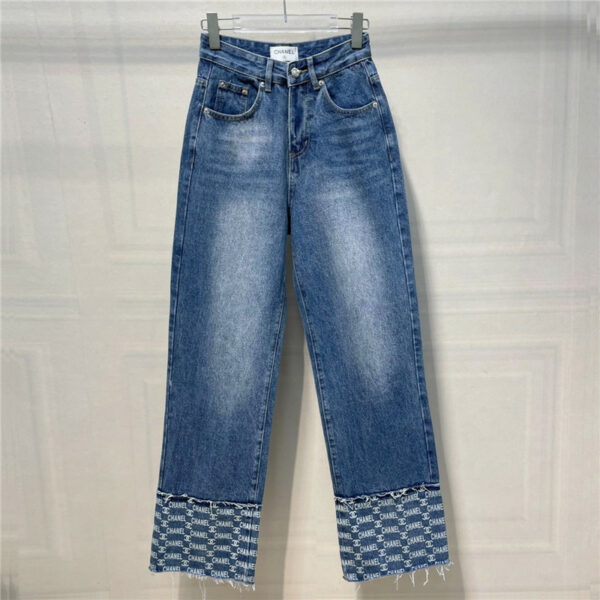 Chanel trousers stitching letter denim trousers