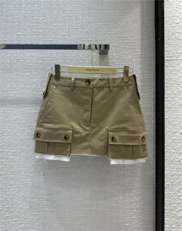 miumiu khaki utility style mini skirt