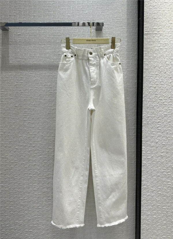 miumiu white denim trousers