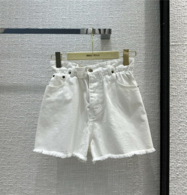 miumiu white denim shorts