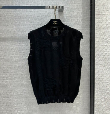 Chanel double c logo intarsia knitted vest