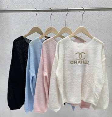 Chanel color contrast print logo knit long sleeves