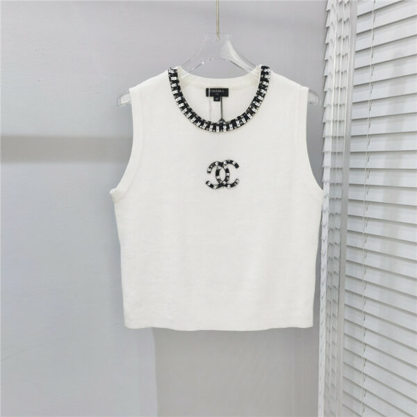 Chanel heavy industry beaded sequins knitted vest