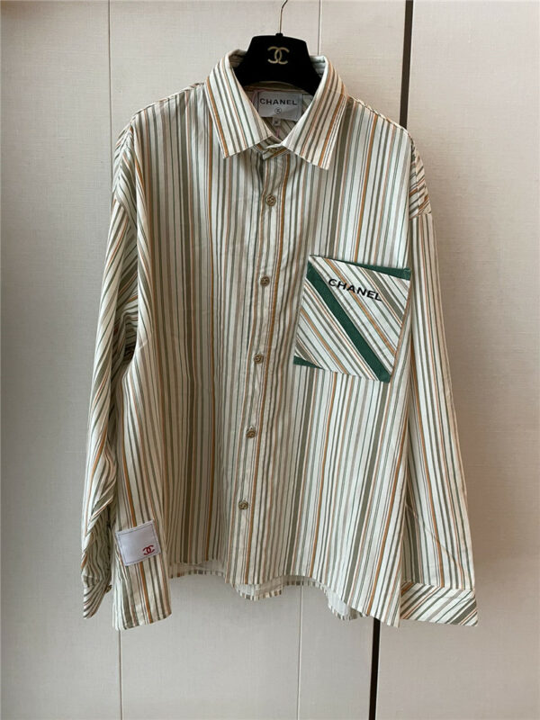 chanel striped loose shirt