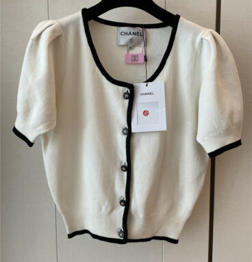 chanel vintage French style puff sleeves short sleeves