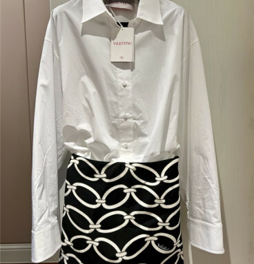 valentino cotton and printed crepe mini shirt dress