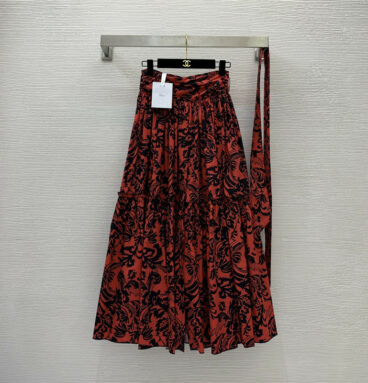 Dior retro style pattern printing fluffy long skirt