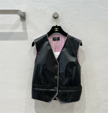 chanel vest leather coat