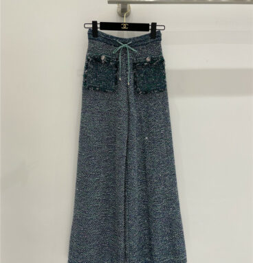 Chanel sequined double pocket wide leg trousers