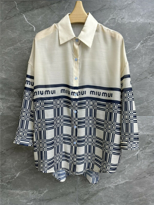 miumiu lapel color block shirt