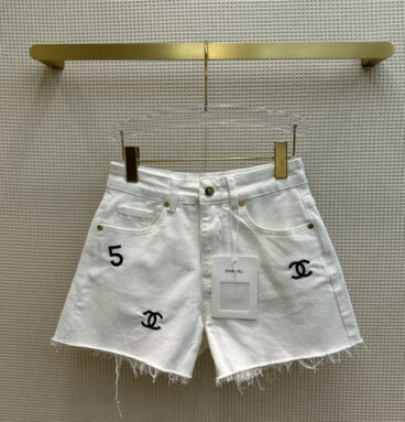 Chanel letter high waist denim shorts