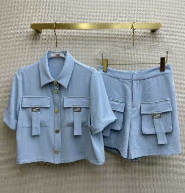 fendi double pocket short sleeve top + large pocket shorts